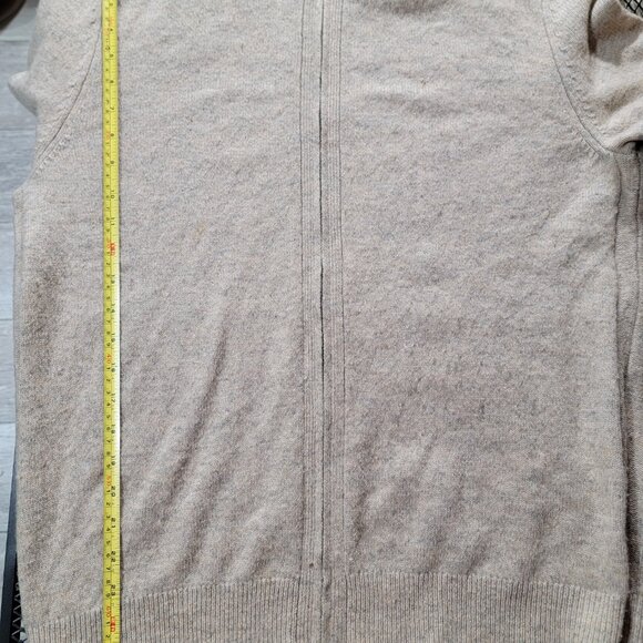 Black Brown 1826 Melange Oatmeal Lambswool Fine Knit Zip Sweater Cardigan L Used - Picture 11 of 13